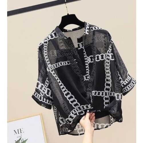 2021 Summer New Women Chiffon Top And Sling Bottom Vest Two Piece Set Slim Print V-neck Korean T Shirt Fashion Plus Size Clothes