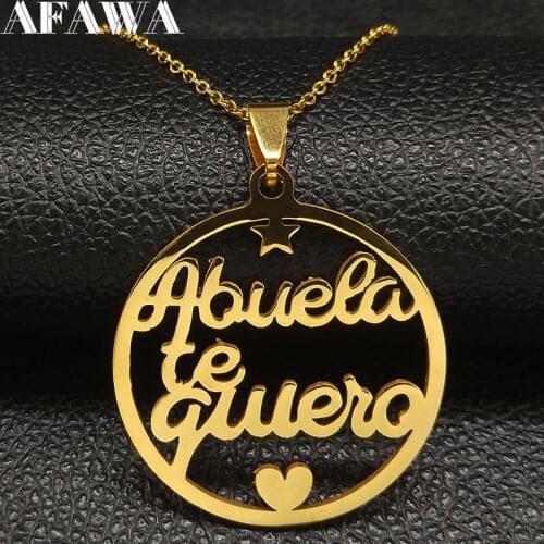 2021 Fashion Letter Grandmother Stainless Steel Necklace for Women Gold Color Necklaces Jewelry acero inoxidable joyeria N419S01