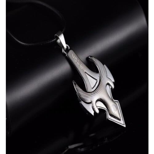 24PC/Lot Engraved Love Blade Sword Knife King Pendant Necklace Stainless Steel Charm Leather Rope Jewelry Women Friends Gifts