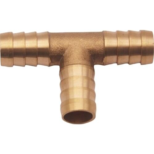 3/8' ID Hose Barb, Tee T Shaped 3 Way Union Fitting Intersection/Split Brass Water/Fuel/Air