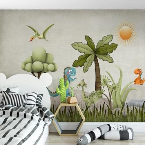 Milofi custom 3D wallpaper mural Nordic cartoon dinosaur illustration childrens room background wall living room bedroom decora