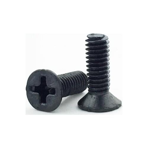 500 pcs one lot Flat head screws carbon steel screws M2 M2.5 M3 M3*4 M3*5 M3*6 screws black Nickel plated KM screws