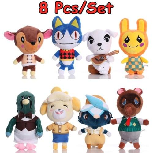 8Pcs/Set Animal Crossing Plush Toys New Horizons Game Animal Crossing Amiibo Marshal Raymond Isabelle Stuffed Doll NFC Plush Toy