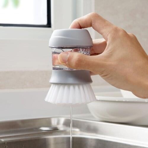 OTHERHOUSE Cleaning Brush Automatic Liquid Washing Dish Brush Pan Pot Bowl Brush Kitchen Cleaning Tools Scrubber With Base