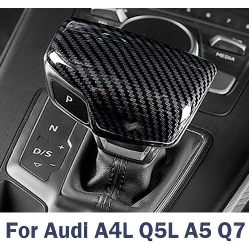 Car Automatic Carbon Fiber Look Speed Gear Shift Knob Head Cover Cap Sticker Trim For Audi A4L Q5L A5 Q7 2017 2018 2019