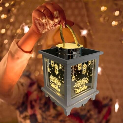 Wooden Lantern Craft Decorative Festival Wind Lamp Ramadan Lantern Eid Mubarak Wooden Lantern Crafts Arabian Lantern Festival