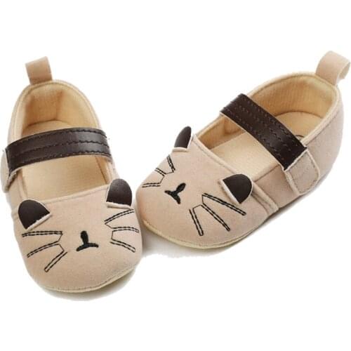 Baby First Walkers Baby Shoes Toddler Cute Cat Print Anti-Slip Princess Shoes 0-18M Baby Girls Casual Sneakers Soft Soled