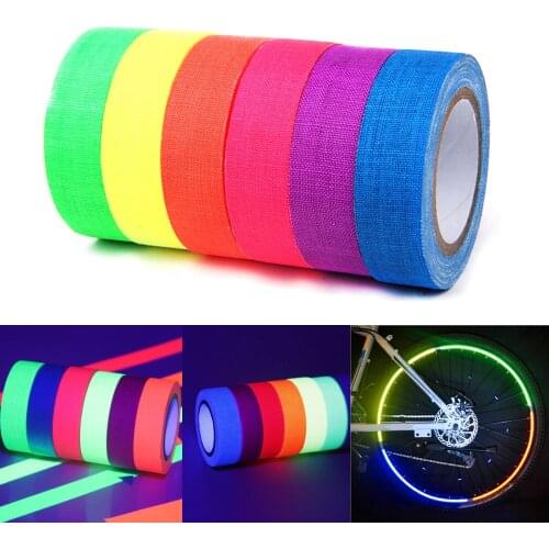 Fluorescent Tape UV Blacklight Reactive Glow in The Dark Tape Neon Gaffer Tape Safety Warning for Home Decor