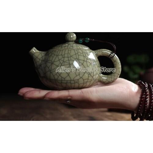 Hot Sale Xi Shi pot Crackle Glaze Ge Kiln Longquan Celadon Zisha Ceramics Arts China Teapot Porcelain yixing Clay Antique Teapot