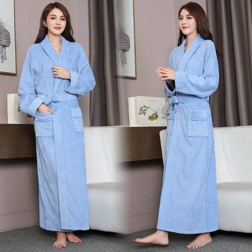 Winter Warm Homewear Casual Men Women Toweling Terry Robe 100% Cotton Bathrobe Soft Ventilation Sleeprobe