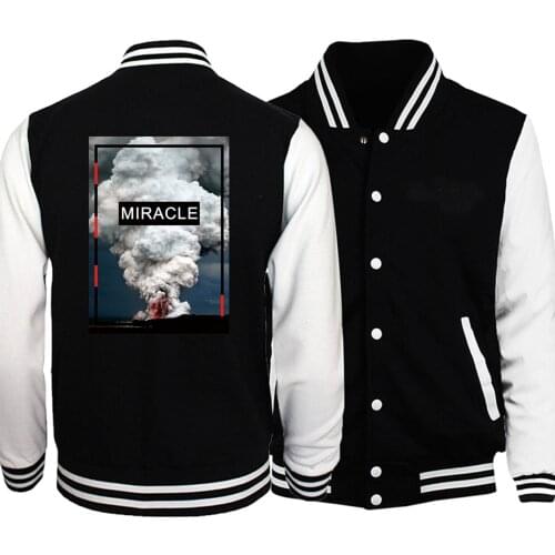 Volcanic Eruption Baseball Men Natural Jackets Coats Winter Autumn Fleece Warm White Black Sportswear Bomber Outwear Plus Size