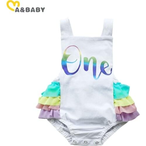 Ma&Baby 0-18M Birthday Baby Girl Clothes One Letter Romper Infant Newborn Baby Girl Clothing Ruffles Jumpsuit Overalls DD15
