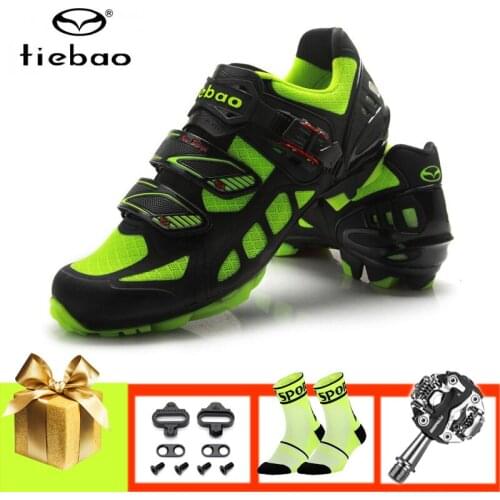 Tiebao mountain bike shoes men women sapatilha ciclismo SPD Pedals cycling sneakers breathable non-slip self-locking mtb shoes