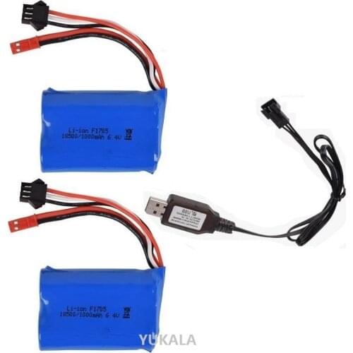 6.4v 1000mAh Li-ion Battery /Charger 18500 for wltoys A303 A313 A323 A333 1/12 RC Car Boat Turcks 6.4v battery JST-2P