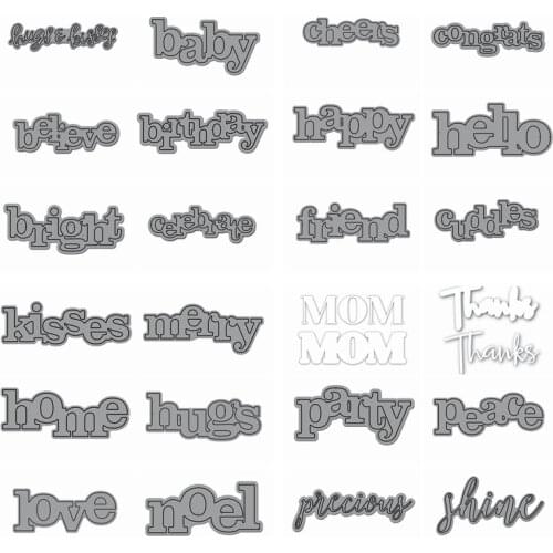 Daily Words Shape Metal Cutting Dies Stencil Scrapbook Album Embossing For Gift Card Making Handcraft