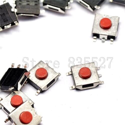200PCS/LOT 6*6*3.1 five 5 feet SMD micro button switch notebook switch 6 * 6 * 3.1 MM red head tact Switch waterproof copper