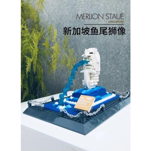 Wange 4218 Series The Merlion Model Building Blocks Set Classic Singapore Architecture MOC Toys