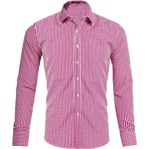 American Mens Plaid Long Sleeve Casual Shirt Formal Mens Wear