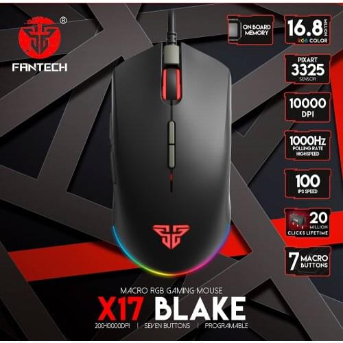 FANTECH X17 Gaming Mouse 10000 DPI 7 Programmable Buttons Wired RGB Backlight Mice for FPS LOL PUBG Mouse Gamer for PC Laptop