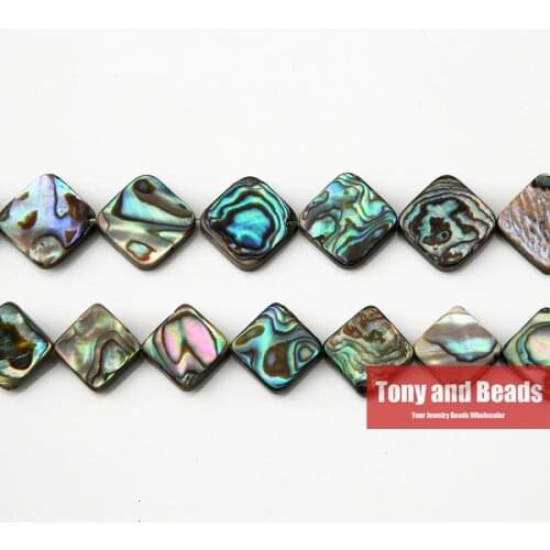 One 15" Strand =1Lot ! ) New Zealand Peacock Blue Abalone Shell Square Shape Loose Beads 15X15 18X18MM Pick Size
