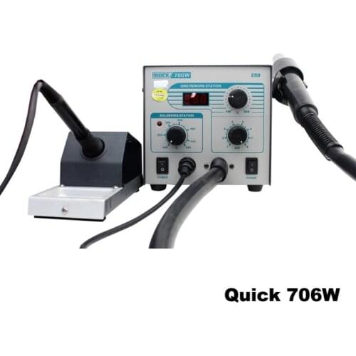 Original Quick 706W SMD Soldering Station Hot Air Gun Lead-free 2 in 1 BGA Rework Station for Phone Repair