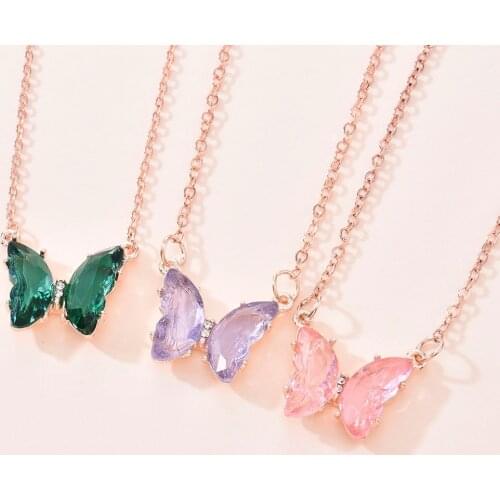 2021 Temperament Transparent Butterfly Pendant Necklace New Hot Selling Fashion and Popular Female Jewelry Girl Prom Gift