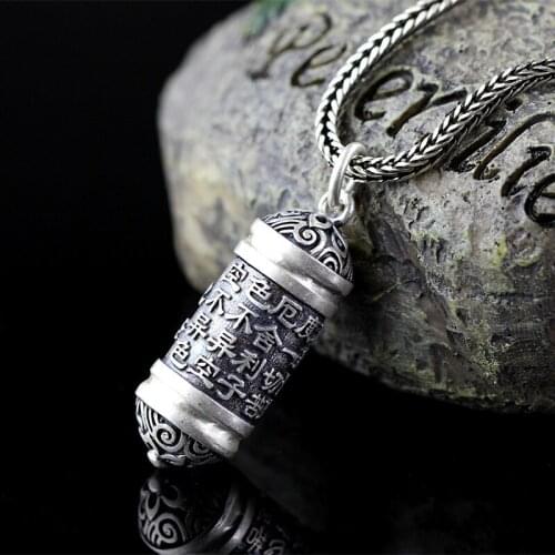 Handmade Buddhist Heart Sutra Pendants 925 Silver Pendants Vintage Fine Jewelry Pendant Birthday gift Freeshipping