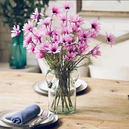 1Pc 53cm 5 Head Artificial Chrysanthemum Realistic Silk Flower Bonsai Arrangement Cafe Garden Home Wedding Party Decoration