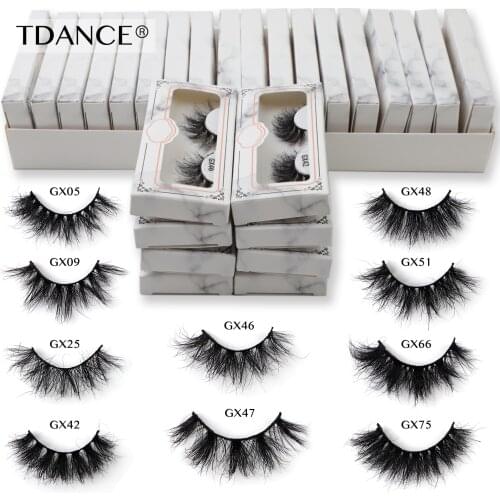 TDANCE 20mm-22mm Real Mink Lashes Wholesale 5-100 Pairs Soft Fluffy Natural Eyelashes Bulk Handmade Makeup Mink Eyelash Cils