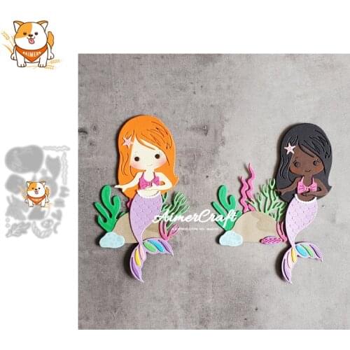 Mermaid Girl Metal Cutting Dies Mold Knife Scrapbooking Stencil DIY Embossing Craft Die Cuts Card Making New Dies For 2021