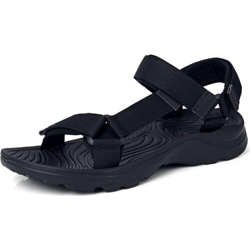 Y108 Man Shoe Sandals For Outdoor Summer Nylon Personality Buckle Strap Rome Beach Shoes Lightweight Sneakers Slippers Black