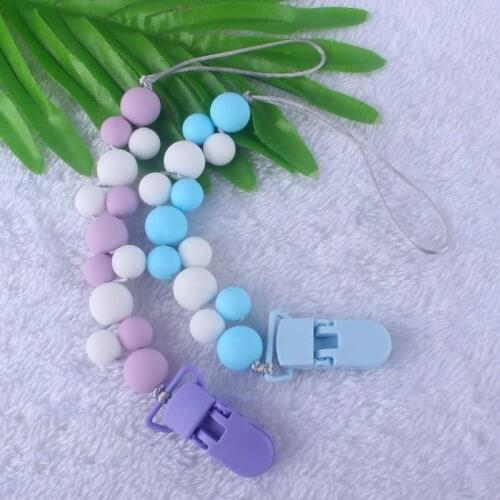 Silicone Baby Teething Toys Plastic Pacifier Clips Holder Tooth Dummy Holder For Children Safe Silicone Beads Teething Teether