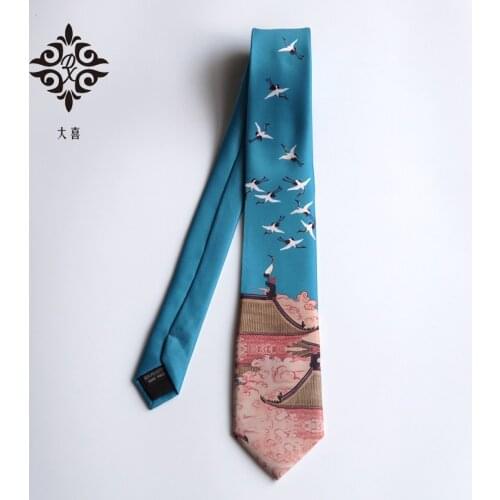 As a gift Chinese vitange style blue sky Cranes Creative tie olded fabric for party bag packing 1pc