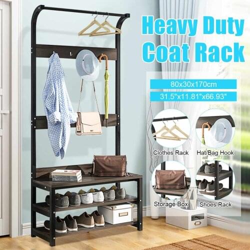 Coat Rack Shoes Rack Clothes Hanger Bedroom Living Room Furniture Floor Standing Wardrobe Clothes Metal Iron Hanging Shelf