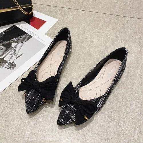 Butterfly-Knot lattices flats woman loafers slip on espadrilles plaid sneaker shoes wowen pointed toe soft bottom moccasins 2021