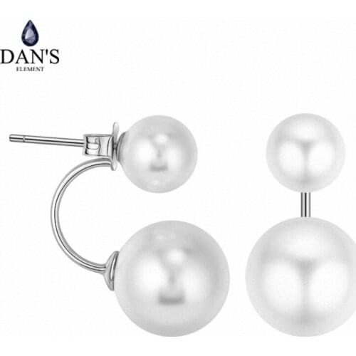 DANS ELEMENT Silver Color Pearl Earrings Fashion Jewelry Stud Earrings For Women Top Quality Wholesal #133790