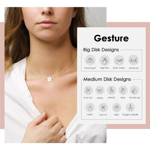 Visunion 316L Stainless Steel Necklace 13MM Fashion Gestures Design for Women Best Friends Custom Pendant Necklace Simple