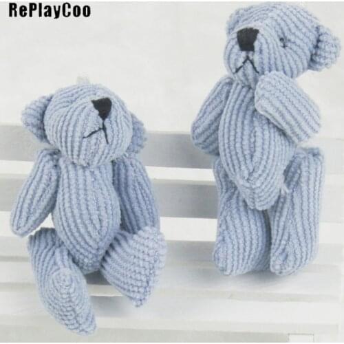 100PCS/LOTMini Teddy Bear Stuffed Plush Toys Small Bear Stuffed 6cm Blue Bears Pendant Kids Birthday Gifts Party Decor GMR049