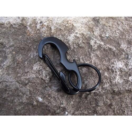 100pcs/pack EDC Multifunction Climbing Carabiner Metal Quickdraw Clasp Bottle Opener Pocket Spring Hook with Key Ring