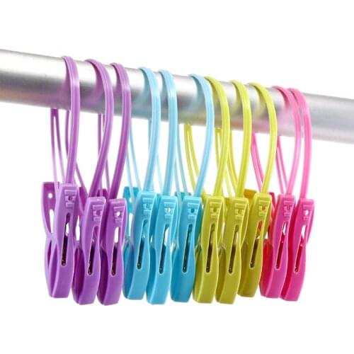 12Pcs Mixed color plastic Clothes Pegs storage Clip Portable Home Hangers for clothes hanger drying rack Towel clothes pins