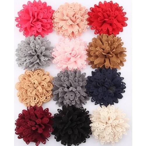 120PCS 8.5CM 3.4" DIY Flowers Accessory For Hair Clips Satin Flowers For Headbands Barrette Hair Bows Headwear
