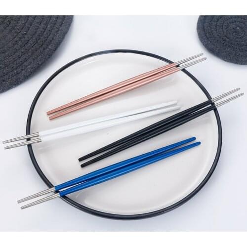 4Pairs Stainless Steel Chopsticks Non-Slip Noodle Hanamaki Kitchen Tableware Metal Chopsticks Reusable Chopsticks Dropshipping
