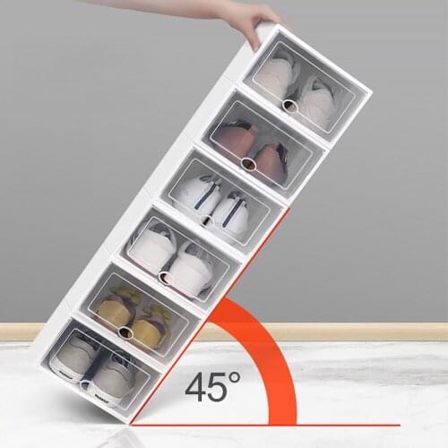 6pcs Drawer Shoes Box Thickened Transparent Case Plastic Storage Boxes Stackable Box Shoe Organizer Shoebox Shoe Rack