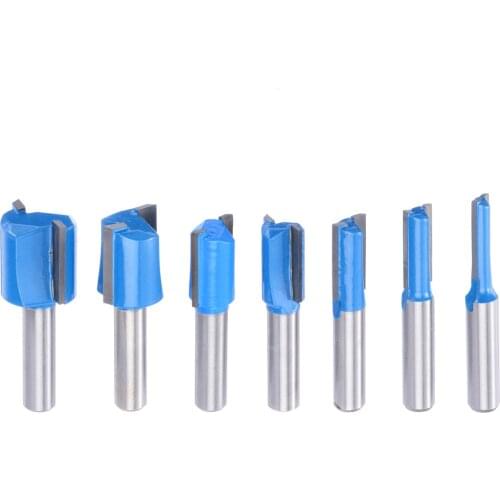 7pcs 8mm Shank Straight/Dado Router Bit Set 6mm 8mm 10mm 12mm 14mm 18mm 20mm Woodworking Milling Cutter