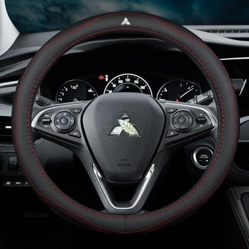 Car Genuine Leather Steering Wheel Cover for Mitsubishi New ASX GRANDIS Outlander Colt Lancer Pajero Transponder Auto parts