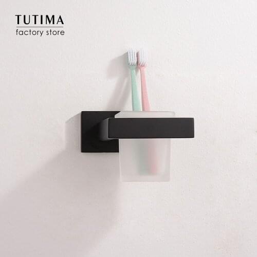 Tutima Tumbler Holders bathroom cup holders single tumbler holder matte black wall mounted bathroom accessories