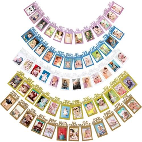 Baby 1st Birthday Photo Frame Diy Kids Birthday Party Decorations 1-12 Months Infants Picture Frame Photo Holder
