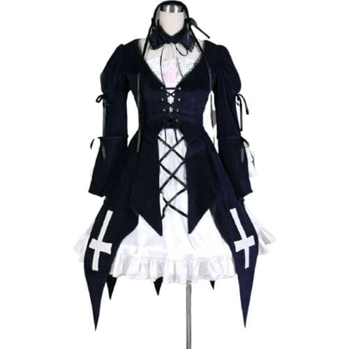 Rozen Maiden Suigintou Cosplay Costume Ball Gown Dress with free Petticoat Custom Made Free Shipping