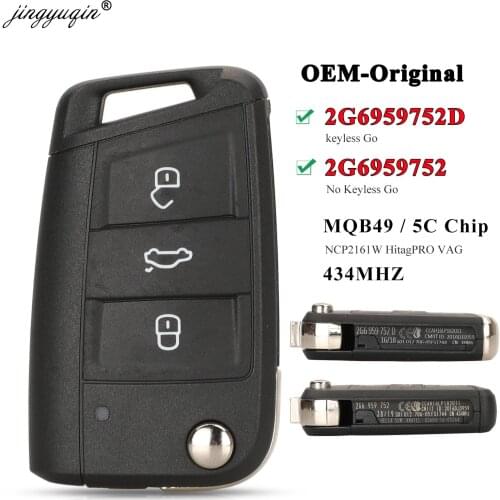 Jingyuqin OEM 433MHz 5C/MQB49 Remote Car Key for Volkswagen VW POLO 2019+ SKODA GOLF SEAT 2G6959752 /2G6959752D 3BT Keyless Fob
