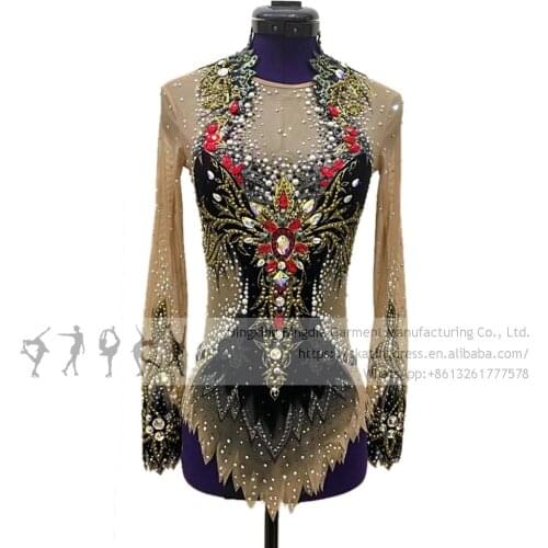 Ice Skating Dress Girls Teens Rhythmic Leotards Performance Kid Figure Skating Dress Leotard Artistic College Costume Multicolor